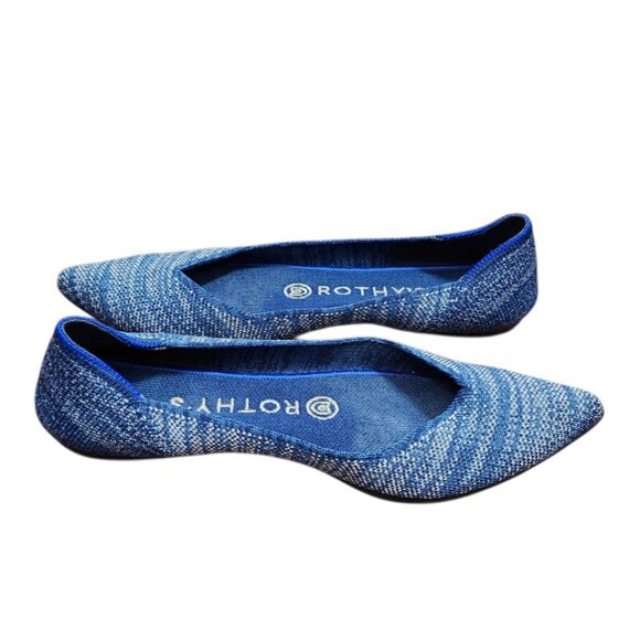 Rothy’s Pointed Toe Flats Blue Knit Sustainable Washable Comfort Shoes Size 7 - Picture 5 of 11